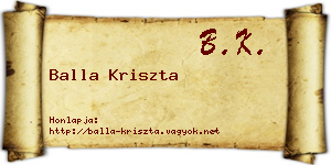Balla Kriszta névjegykártya